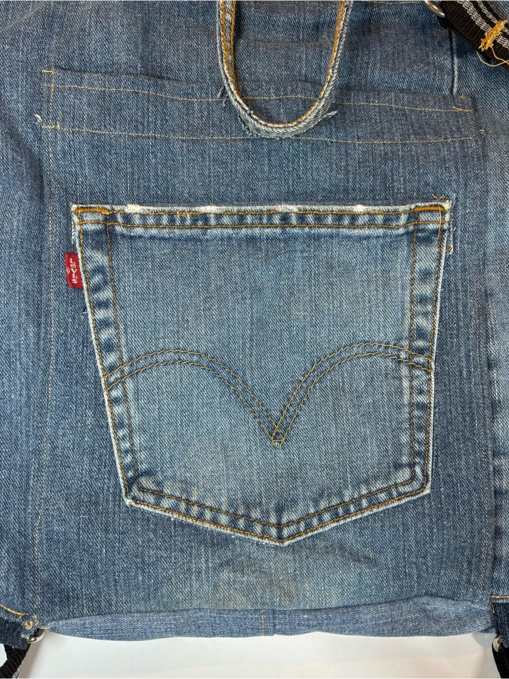 90’s Route 66 Jeans Purse Tote Bag Lined Handmade Denim Pockets Patchwork - Picture 7 of 12